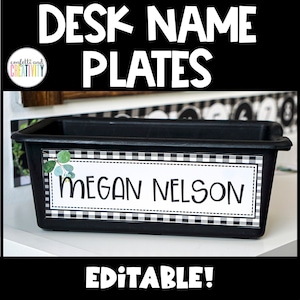 Farmhouse Student Desk Plates | Student Name Tags | Desk Name Plates for Students | Editable Classroom Name Tags | Elementary Classroom