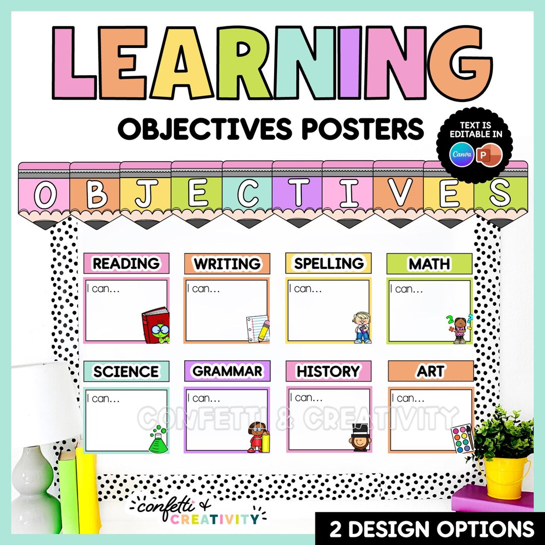 Learning Objectives Display Printable | Pastel Classroom Decor | Daily ...