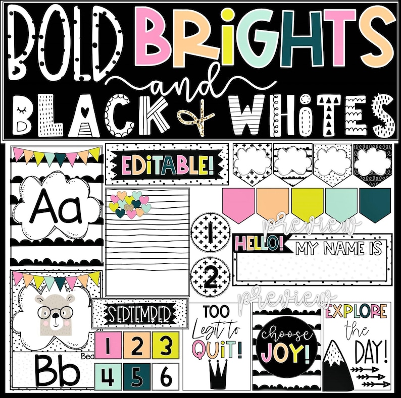 Bright Classroom Decor Bundle Bright Classroom Theme Etsy
