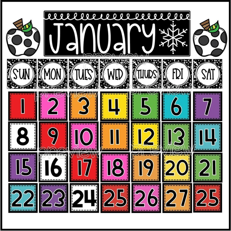 Bright Classroom Calendar Pack Pocket Chart Calendar Cards Etsy