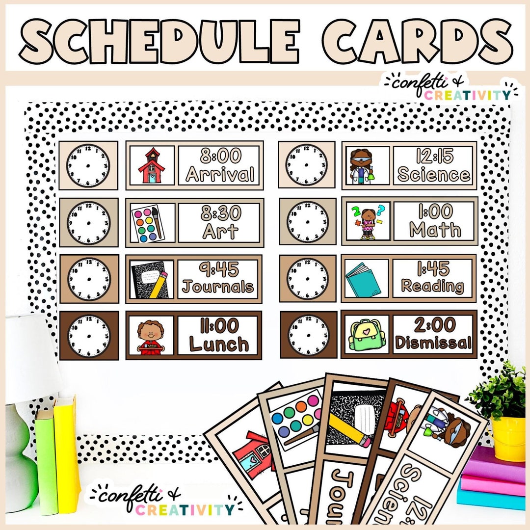 Visual Classroom Schedule Cards: Editable, Elementary (digital Download ...