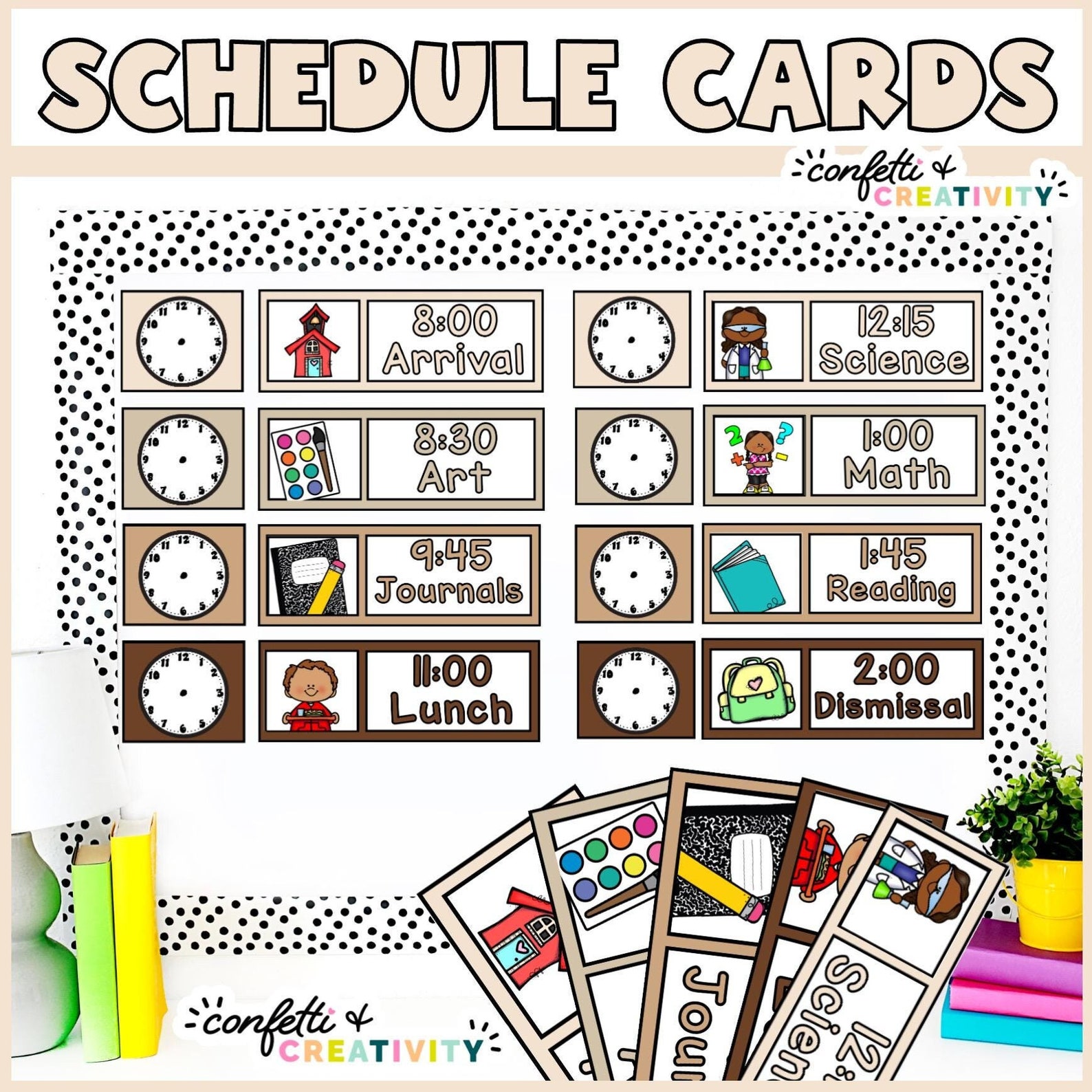 Visual Classroom Schedule Cards: Editable, Elementary (digital Download ...