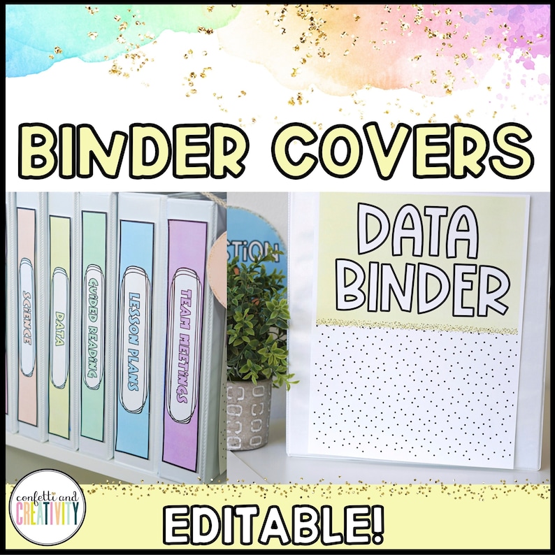 Teacher Binder Covers and Spines Pastel Binder Covers Etsy