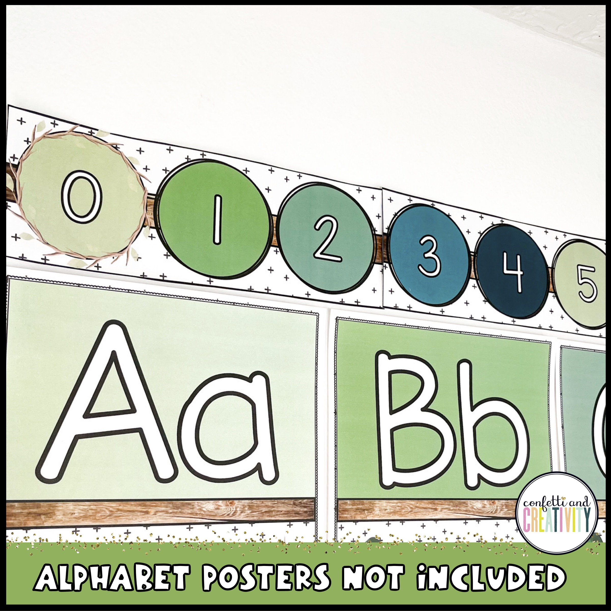 Green Classroom Number Line 0-200: Editable Elementary Decor (digital ...