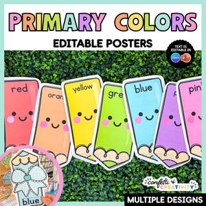 Pósteres imprimibles para el aula con colores / Decoración de aula en tonos pastel / Pósteres de lápices de colores / Descarga instantánea