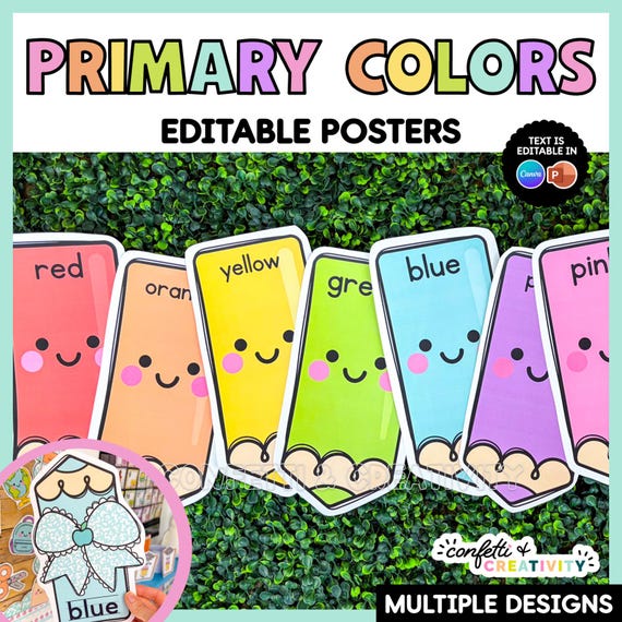 Classroom Color Posters Printable | Pastel Classroom Decor | Color Pencil Posters | Instant Download