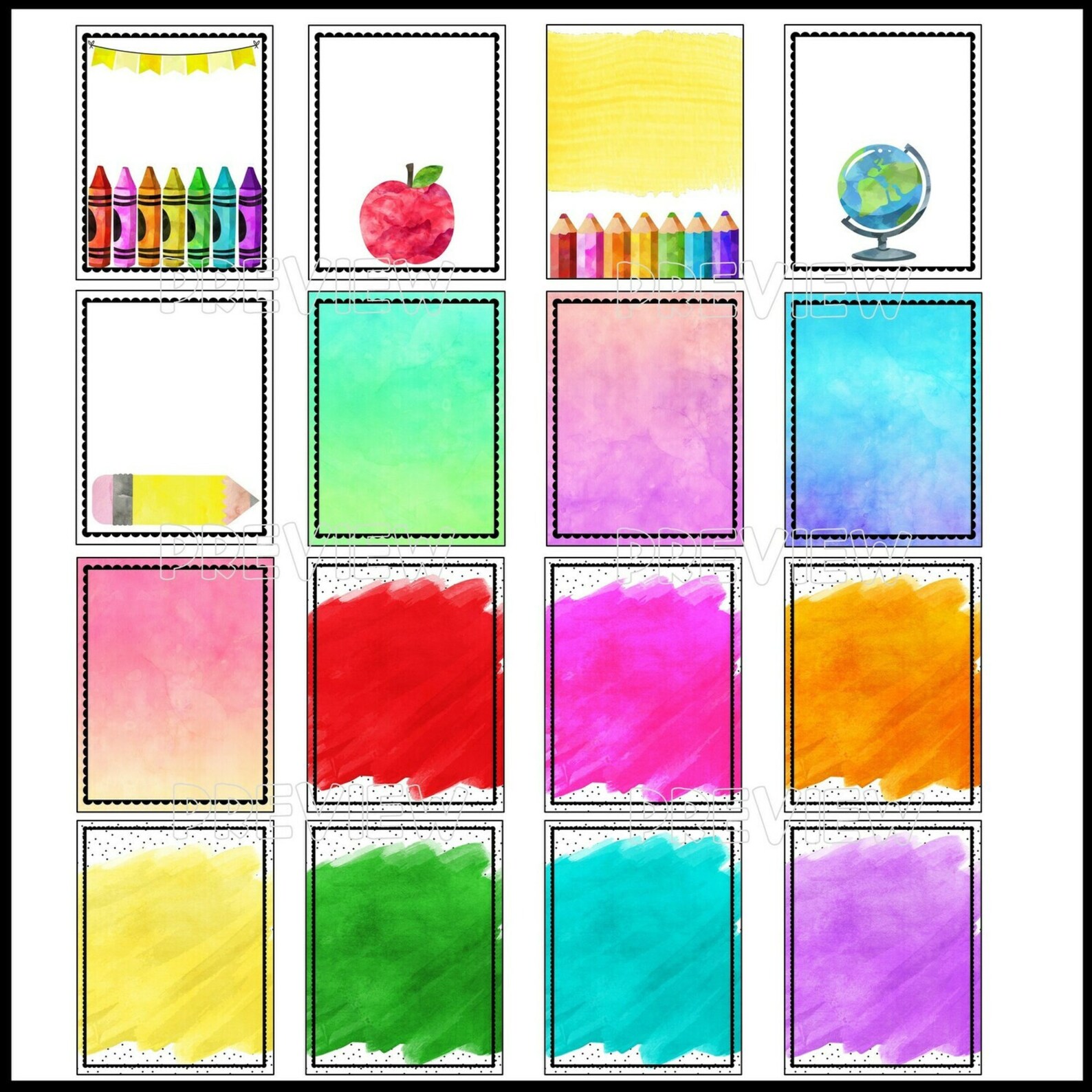 Teacher Binder Covers and Spines Watercolor Binder Covers Etsy