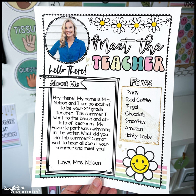 Editable Meet the Teacher Template Retro Classroom Decor - Etsy