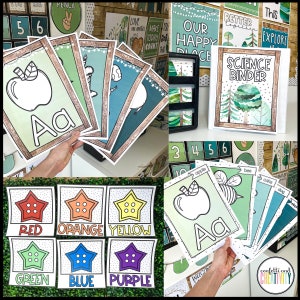 May include: A set of colourful alphabet flash cards with a woodland theme. The cards feature a variety of animals and objects, including an apple, a bee, a cake, and a dog. The cards are perfect for teaching young children the alphabet.