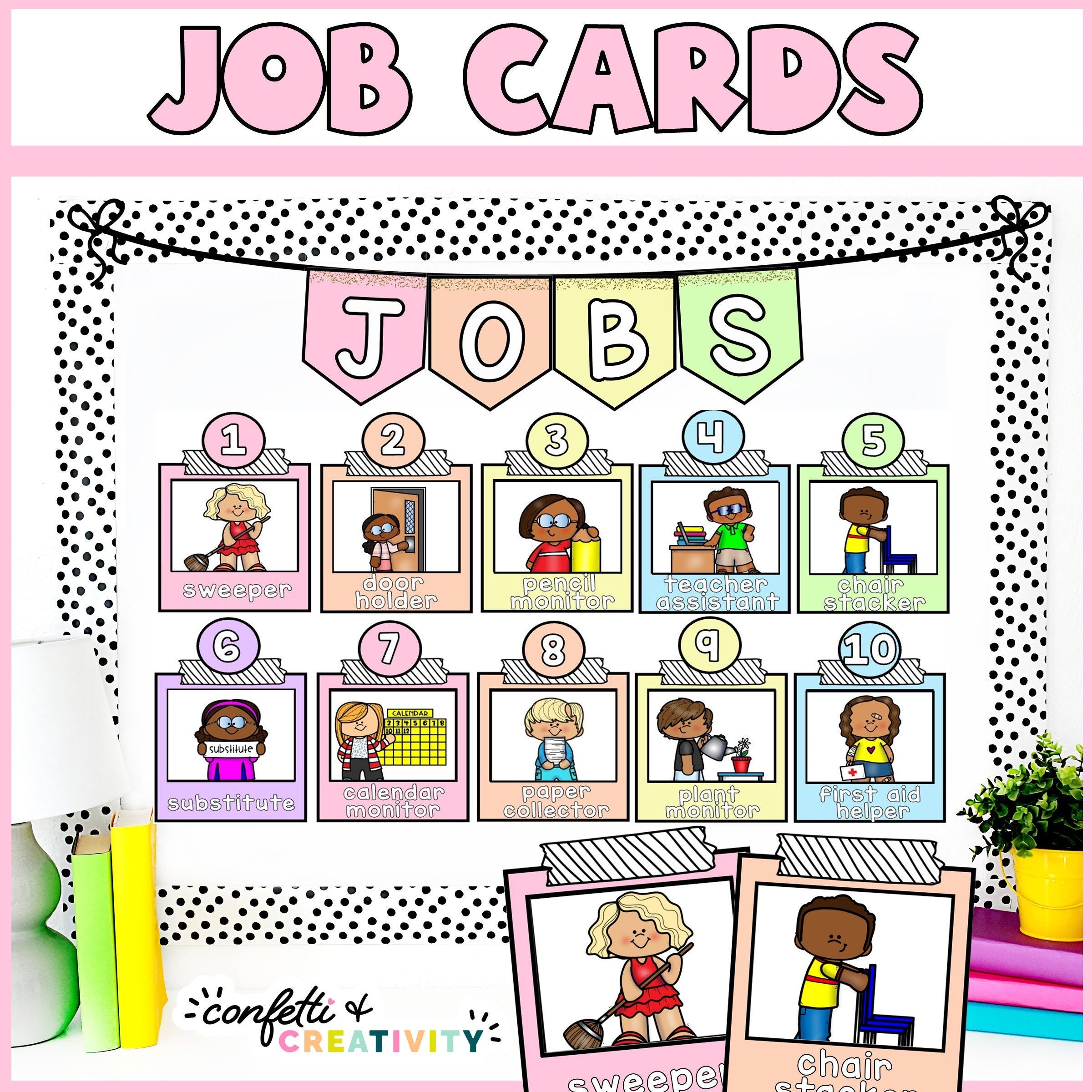 Pastel Classroom Jobs Display | Editable Classroom Jobs | Classroom Job Chart | Pastel Classroom Decor | Classroom Organization