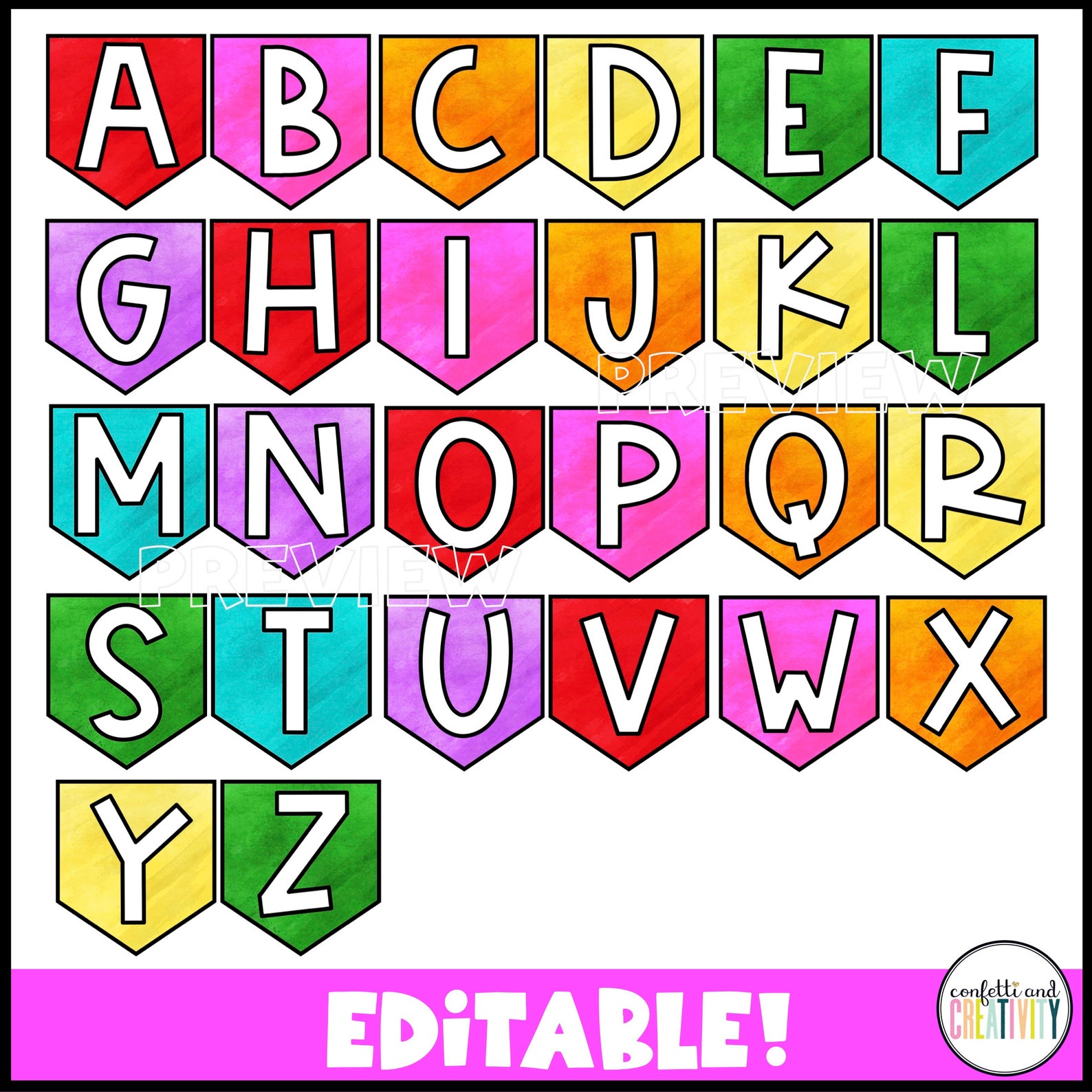 Alphabet Banner for the Classroom Watercolor Classroom Decor - Etsy