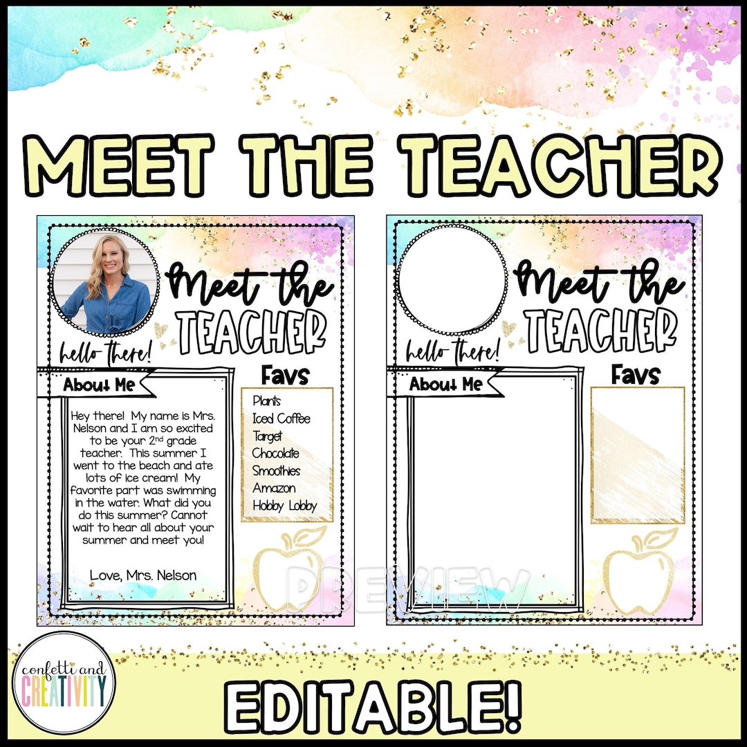 Editable Meet the Teacher Template Pastel Classroom Decor Meet the ...