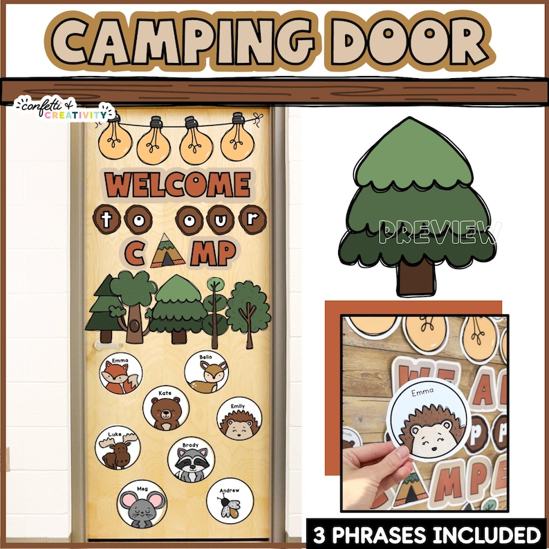 Camping Animals Classroom Door Display: Nature Theme Decor (digital ...
