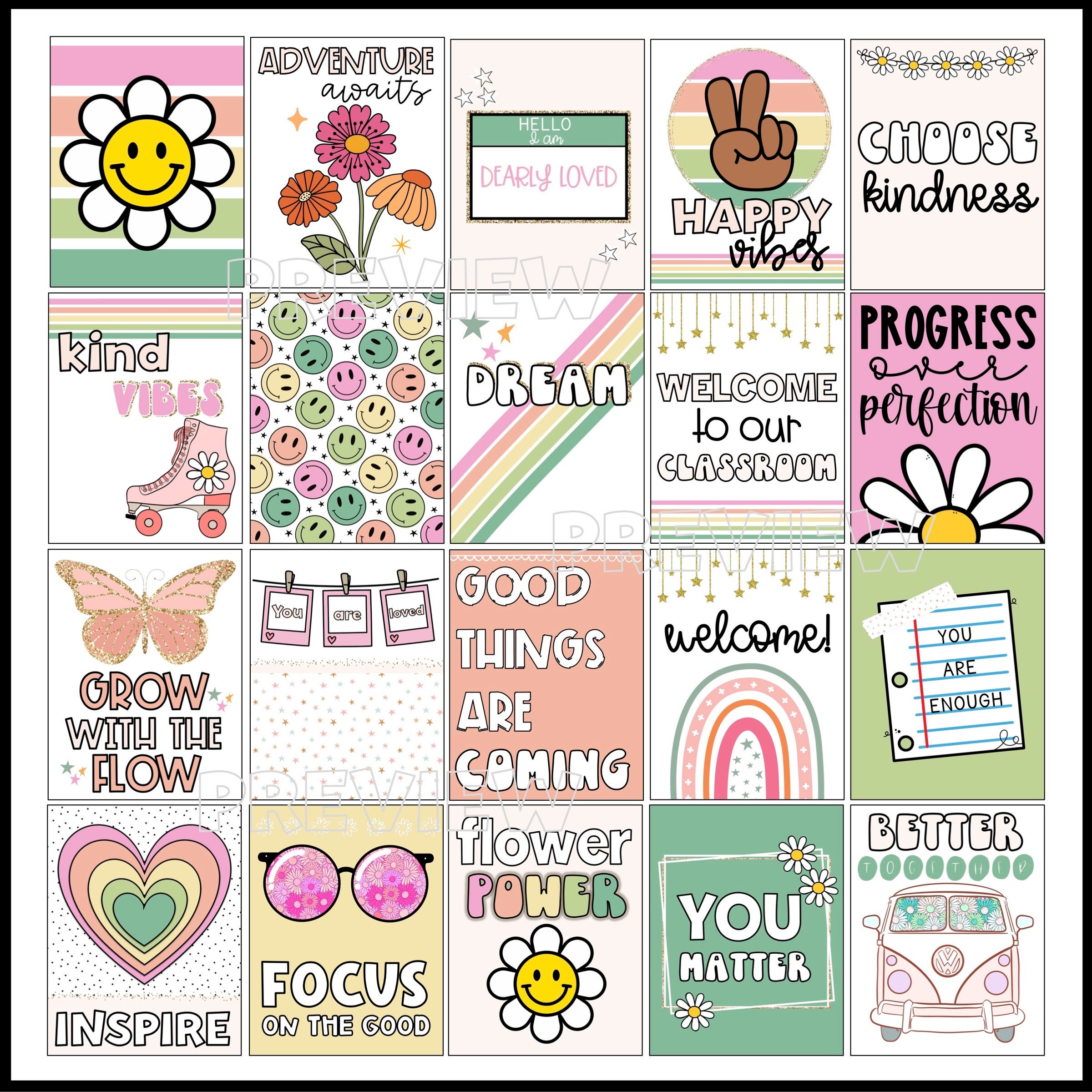 Retro Classroom Quote Posters: Growth Mindset Decor (digital Download ...
