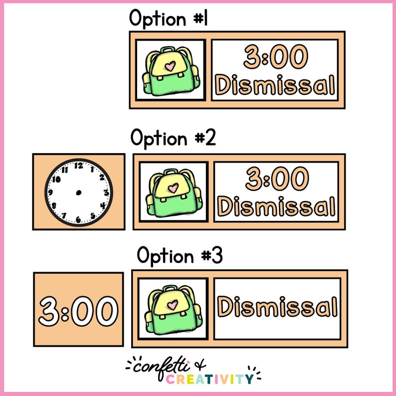 Day Options Visual Visual Daily Schedule Cards: Colorful Elementary Classroom (digital ...