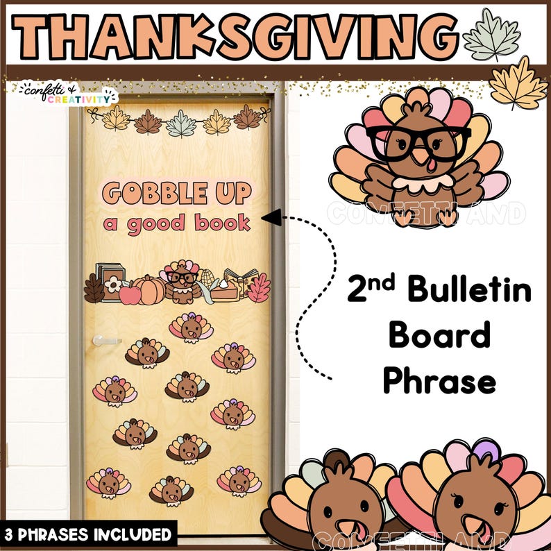 Thanksgiving Classroom Door Decor Kit: Reading Theme (digital Download ...