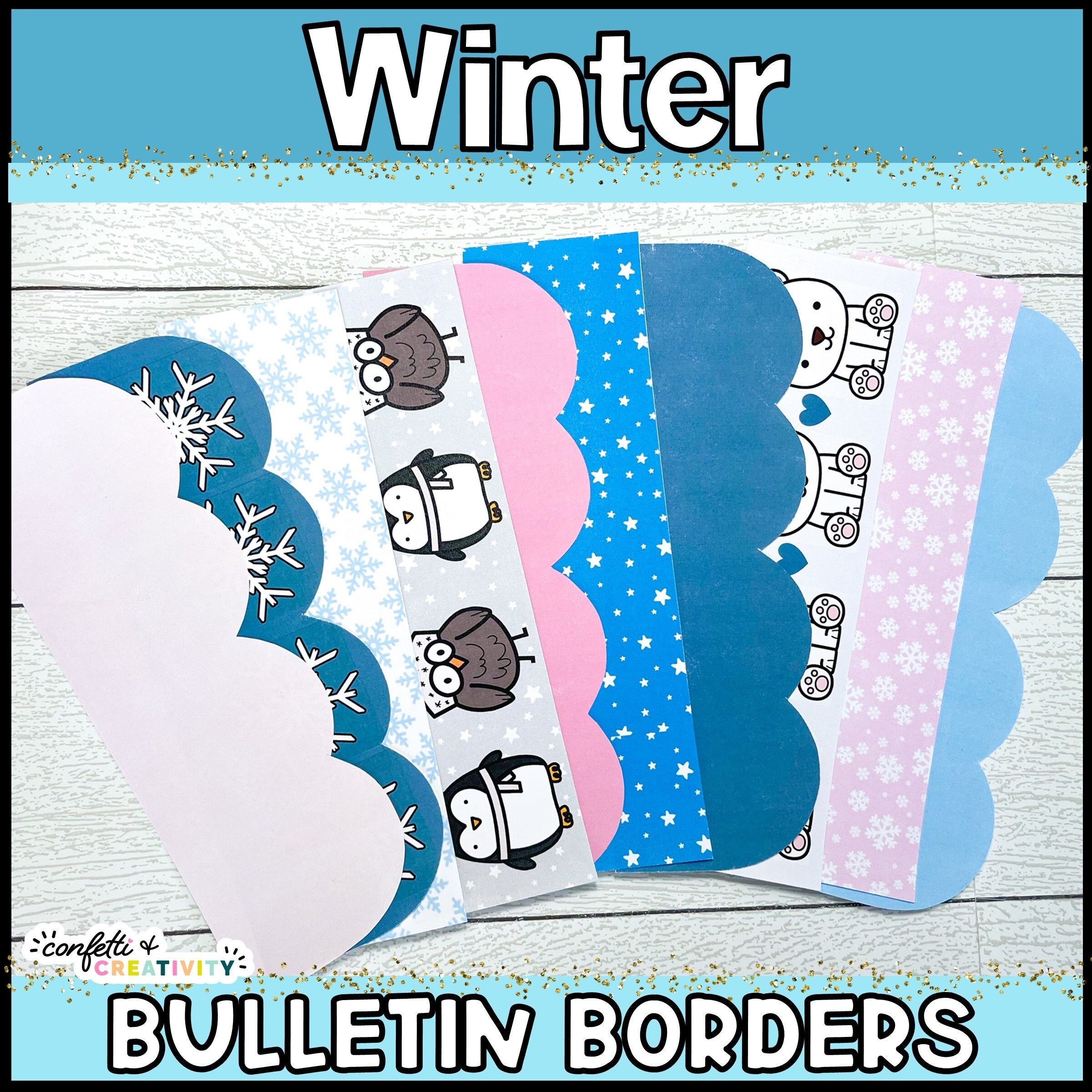 winter bulletin board borders: january classroom decor trim