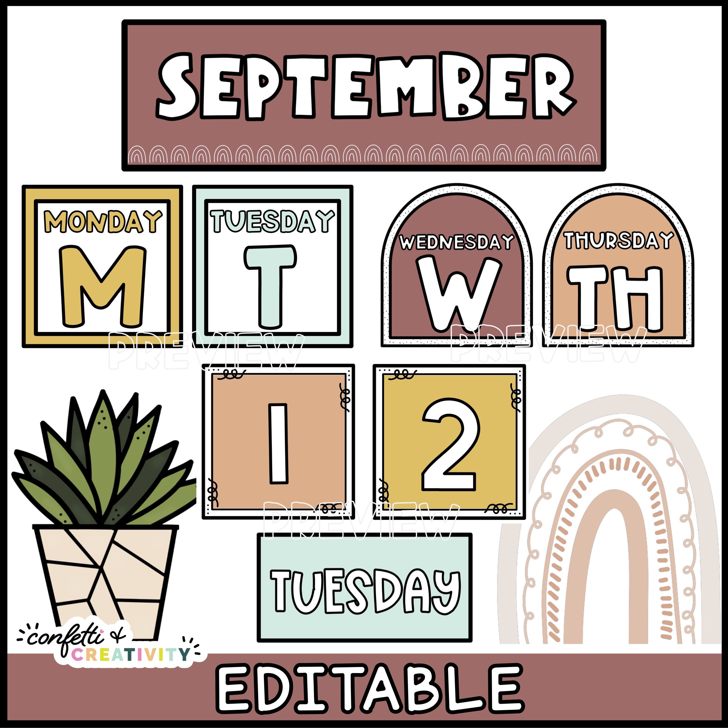 Neutral Classroom Calendar Pack: Pocket Chart & Flip Calendar (digital ...