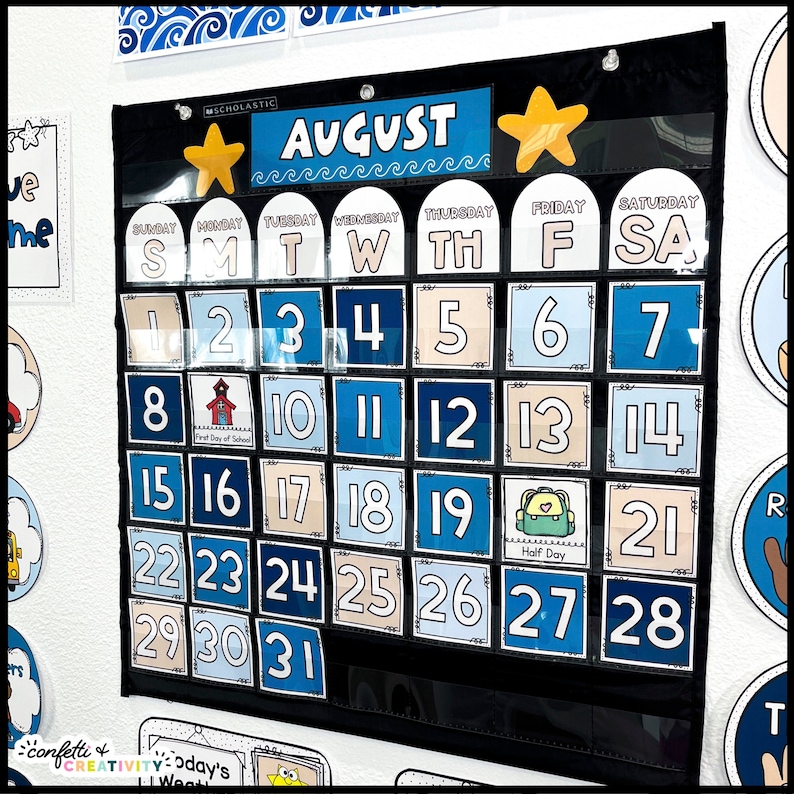 Ocean Classroom Calendar Pack: Editable Pocket Chart Cards (digital ...