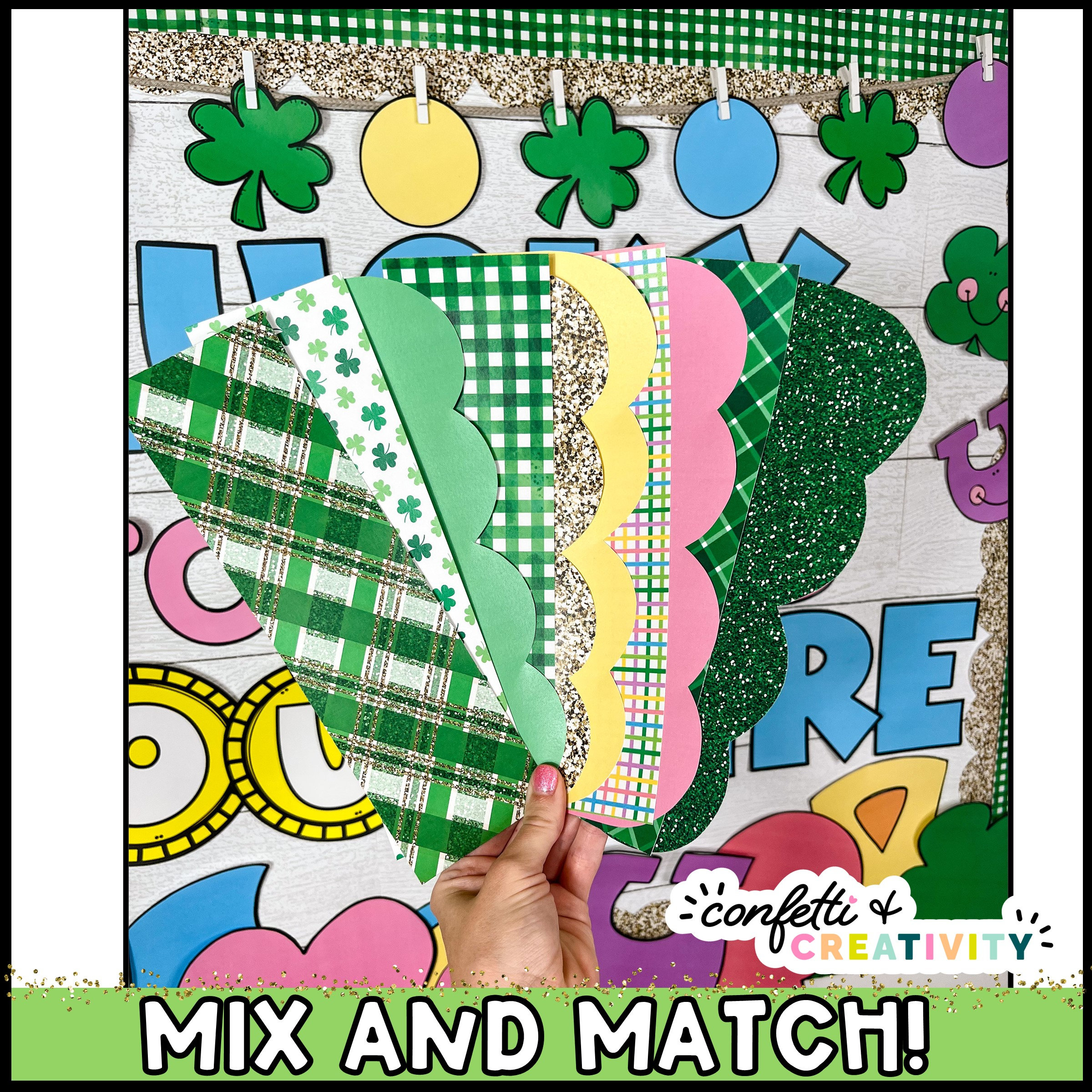 St. Patrick's Day Bulletin Board Borders: Green Classroom Decor ...