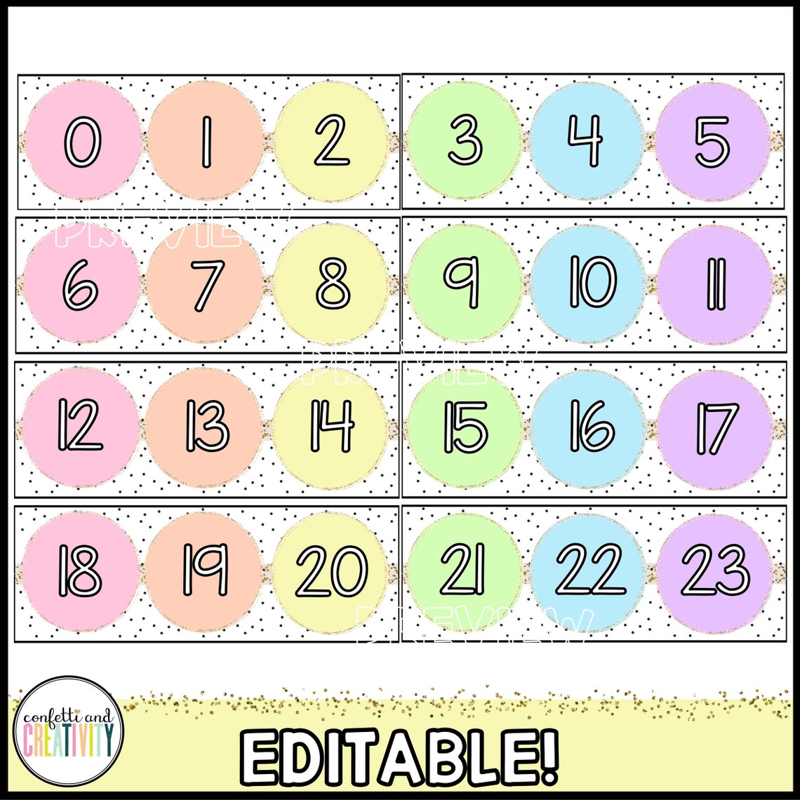 Pastel Classroom Number Line Colorful Classroom Decor Etsy