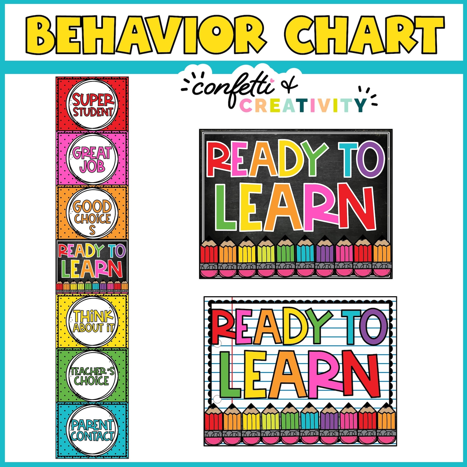 Class Behavior Guide Colorful Classroom Behavior Chart: Editable Elementary Clip Chart ...