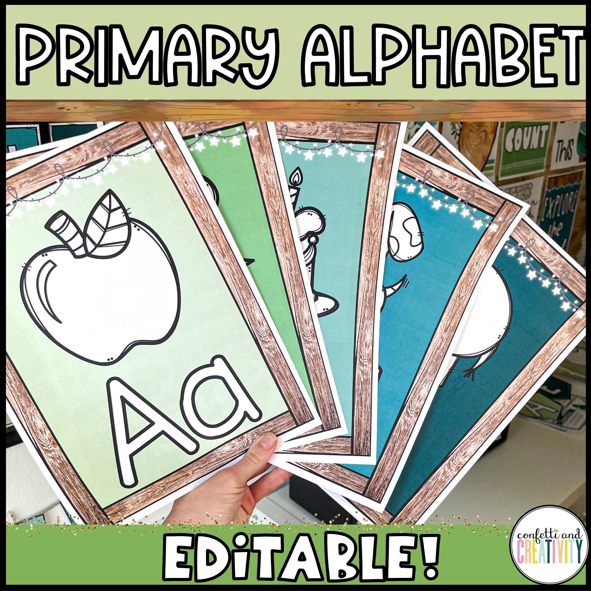 Classroom Picture Alphabet Posters: Elementary Decor (Digital Download)