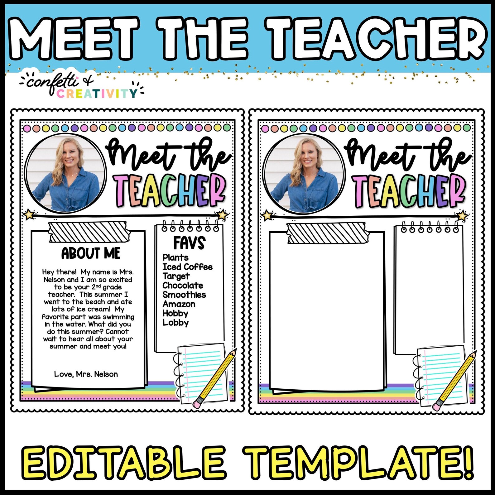 Editable Meet the Teacher Template | Bright Classroom Decor | Open ...