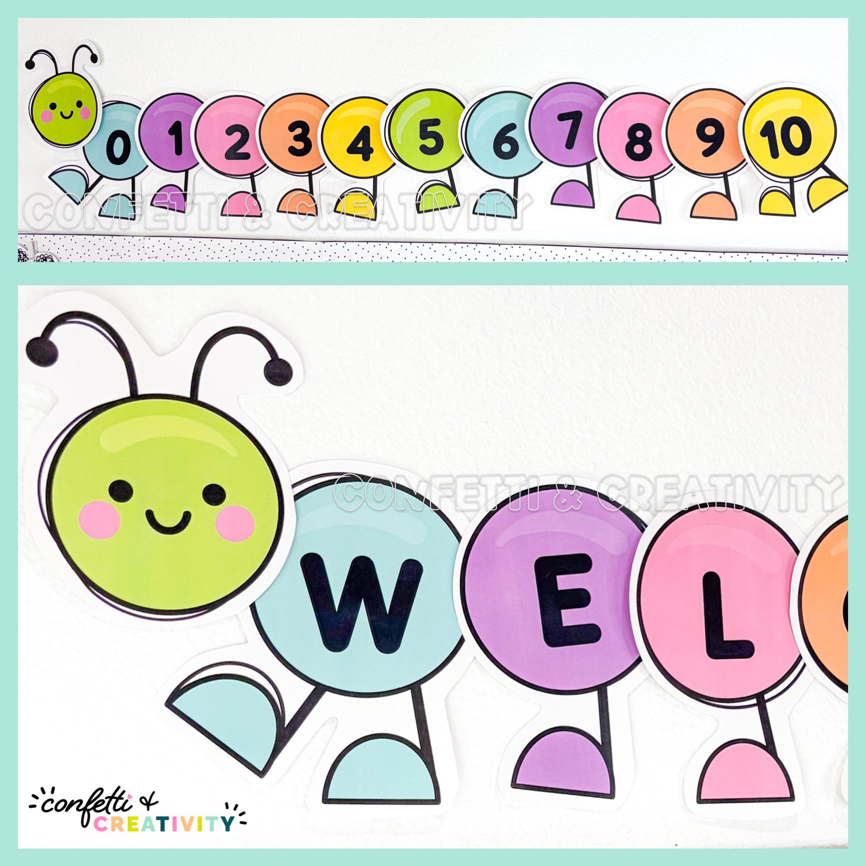 Caterpillar Number Line Editable Printable | Pastel Classroom Decor ...