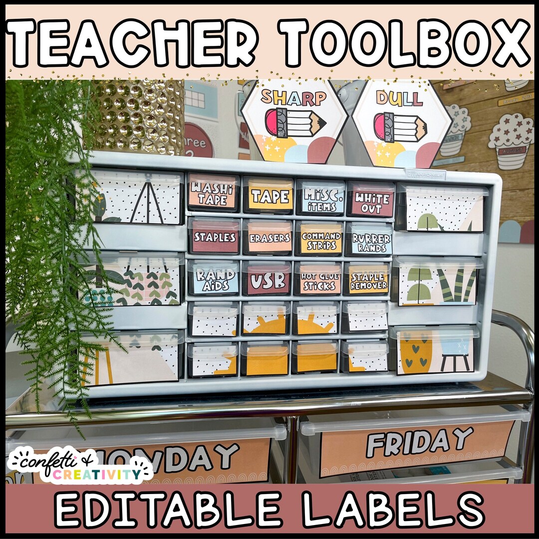 Neutral Teacher Toolbox Editable Labels Neutral Classroom Decor Teacher