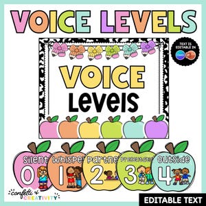 Visualizador de niveles de voz imprimible / Gestión del aula en tonos pastel / Tabla de niveles de ruido / Descarga instantánea