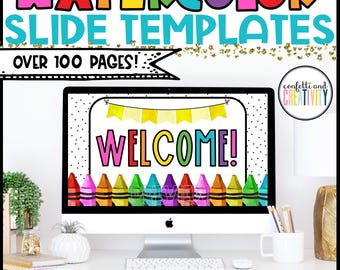 Watercolor Classroom Google Slides Template: Editable Teacher Decor (Digital Download)