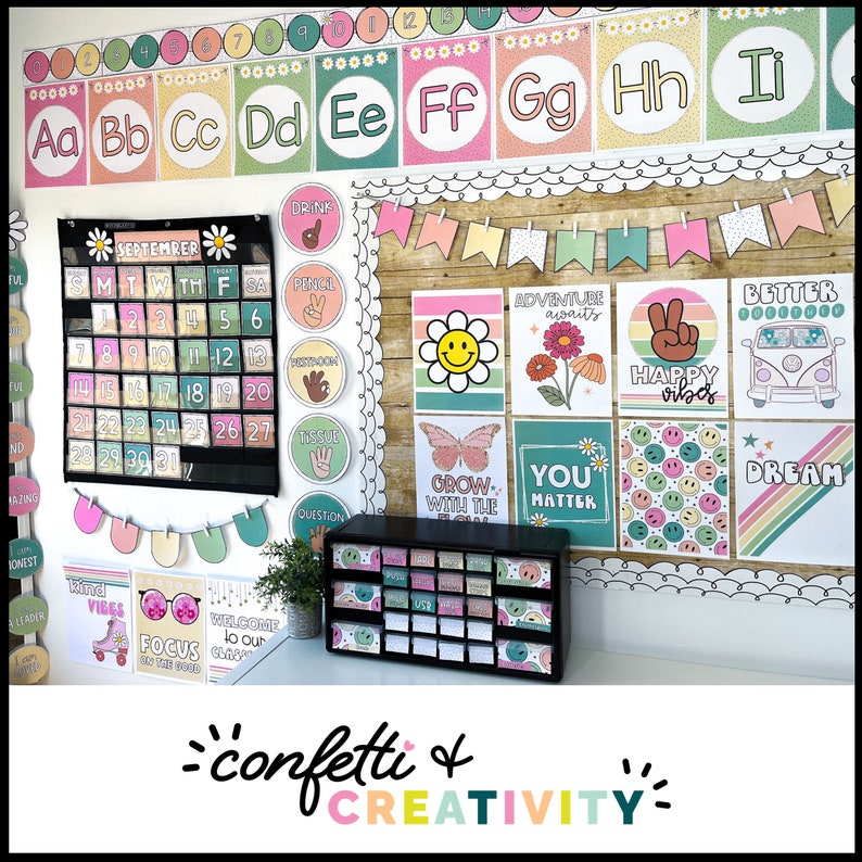 Retro Classroom Decor Bundle Teacher Classroom Decor Etsy