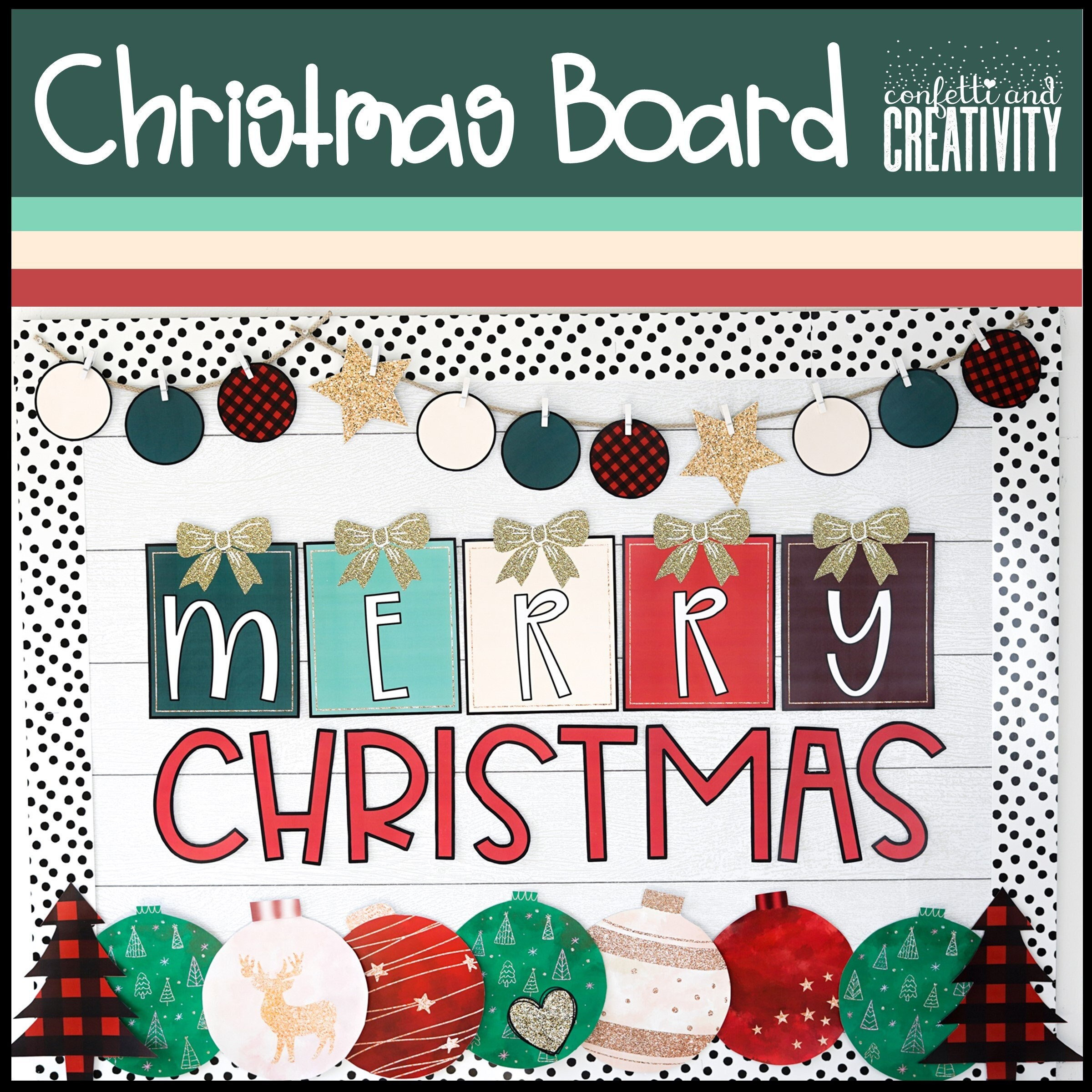 merry christmas bulletin board kit: druckbares dekor zum