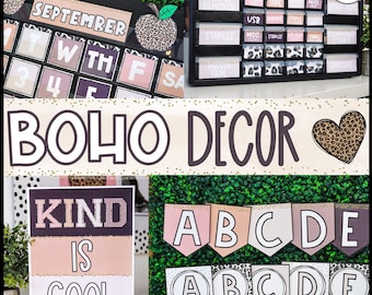 Boho Neutrals Classroom Decor Bundle (Printable & Editable)