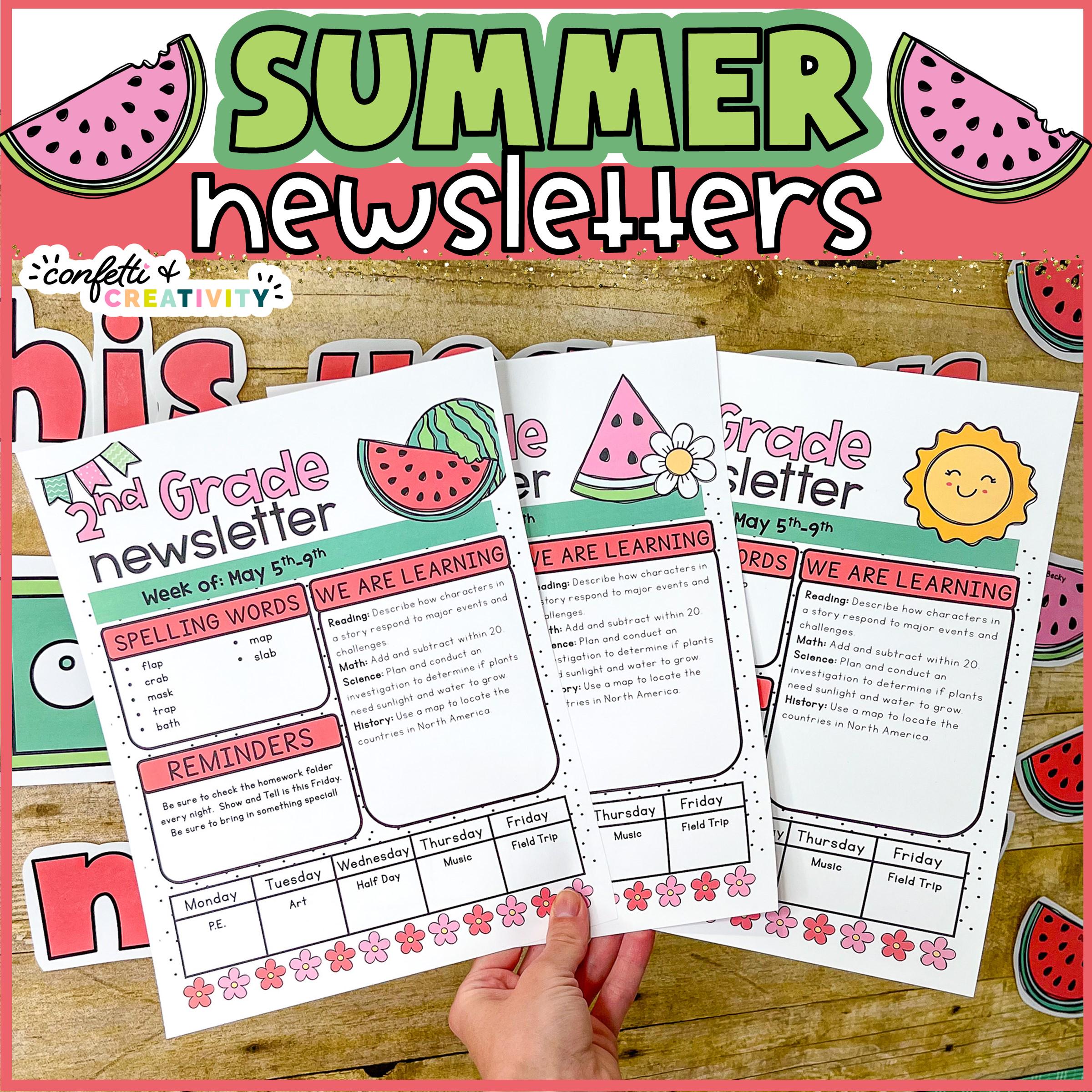 Student Summer Newsletter Examples Editable Summer Classroom Newsletter & Calendar (digital Download) - Etsy