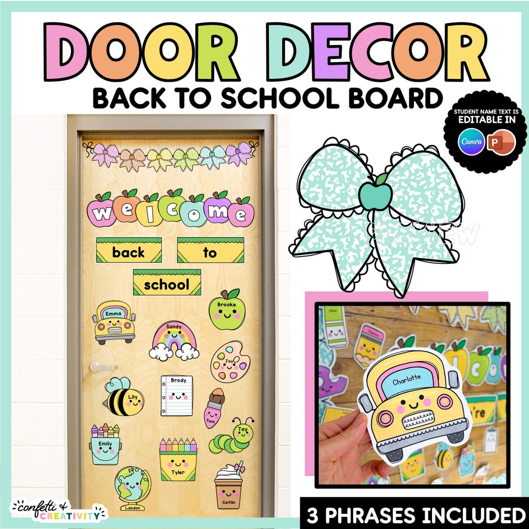Classroom Door Decor Printable | Pastel Back to School Display ...