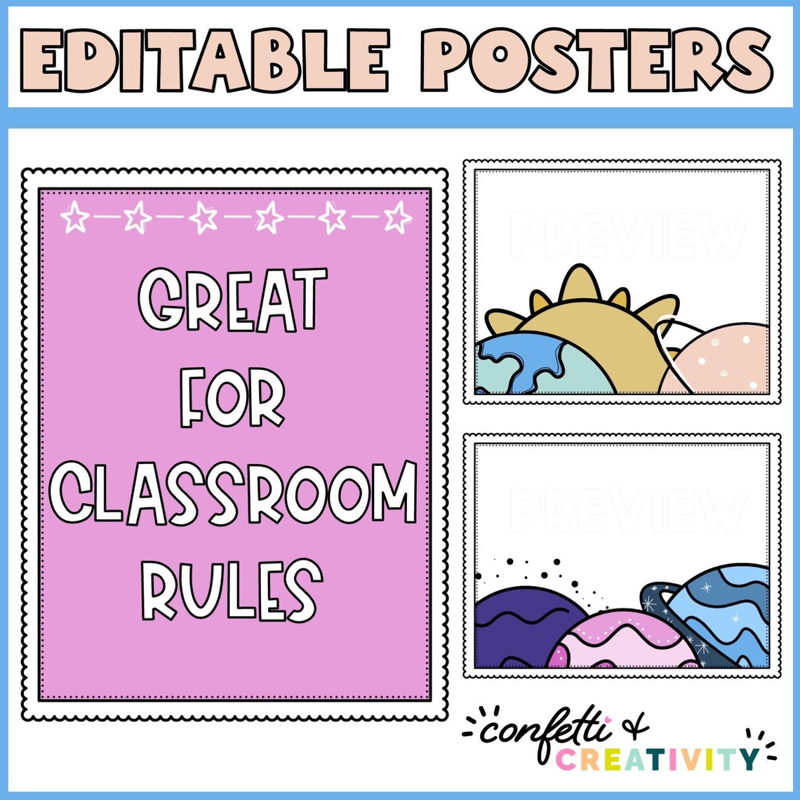 Editable Space Classroom Posters: Portrait & Landscape (digital ...