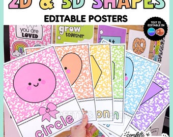 Classroom Shape Posters Printable | Pastel Classroom Decor | 2D and 3D Shape Posters | Instant Download