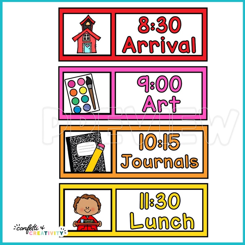 Classroom Visual Schedule Cards: Editable Elementary Display (digital ...
