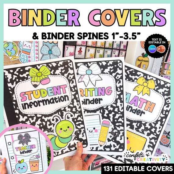 Editable Binder Covers and Spines | Pastel Classroom Decor | Teacher Organization Printable | Instant Download