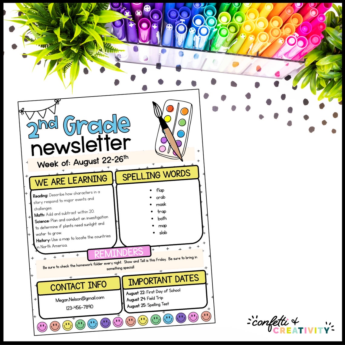 Editable Bright Classroom Newsletter Template (digital Download) - Etsy