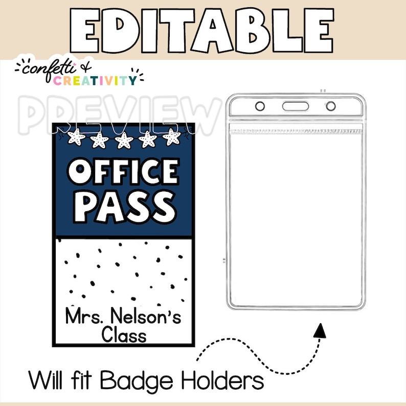 Ocean Theme Classroom Hall Passes: Editable Teacher Lanyard Pass ...