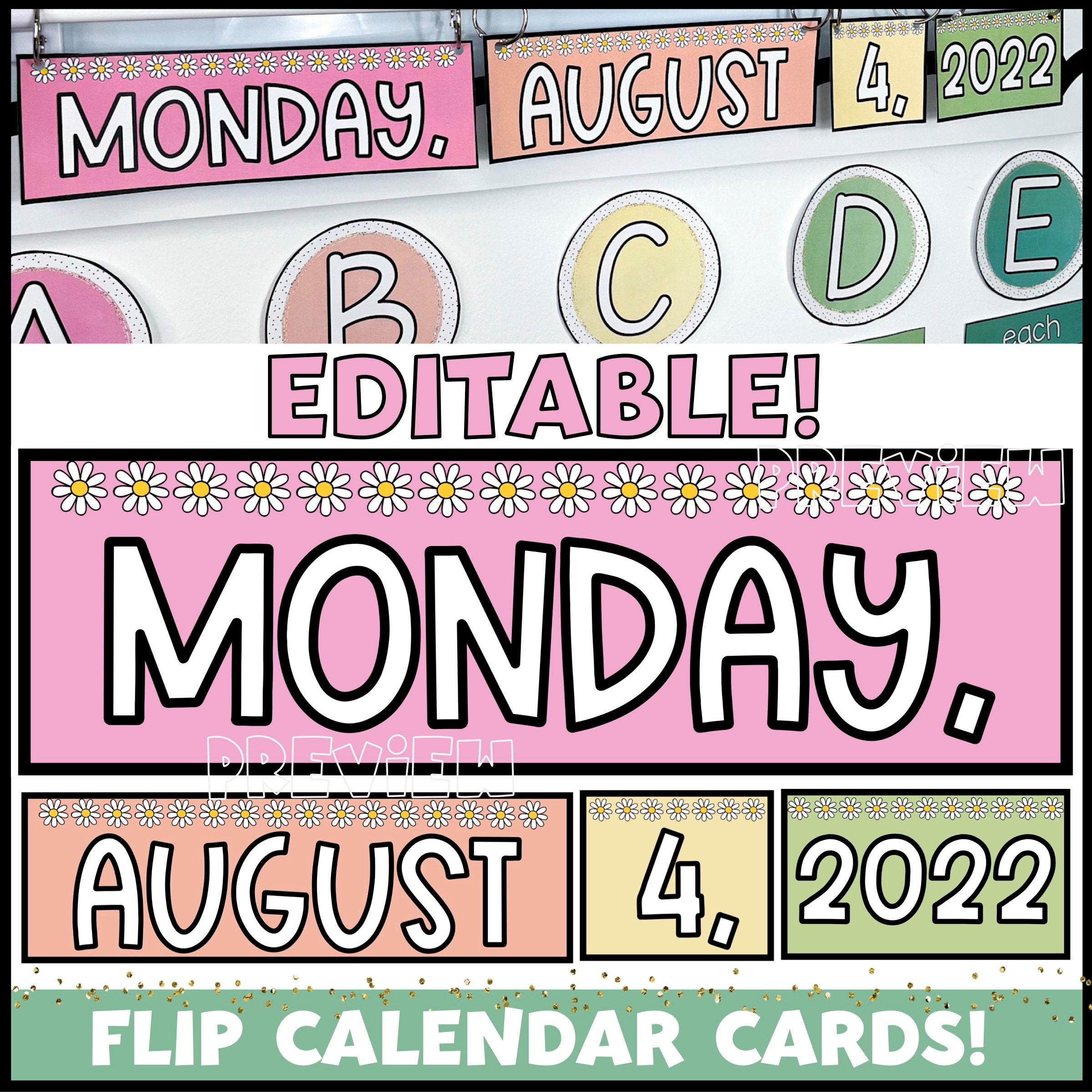 Retro Classroom Calendar Pack: Editable Pocket Chart & Flip Calendar ...