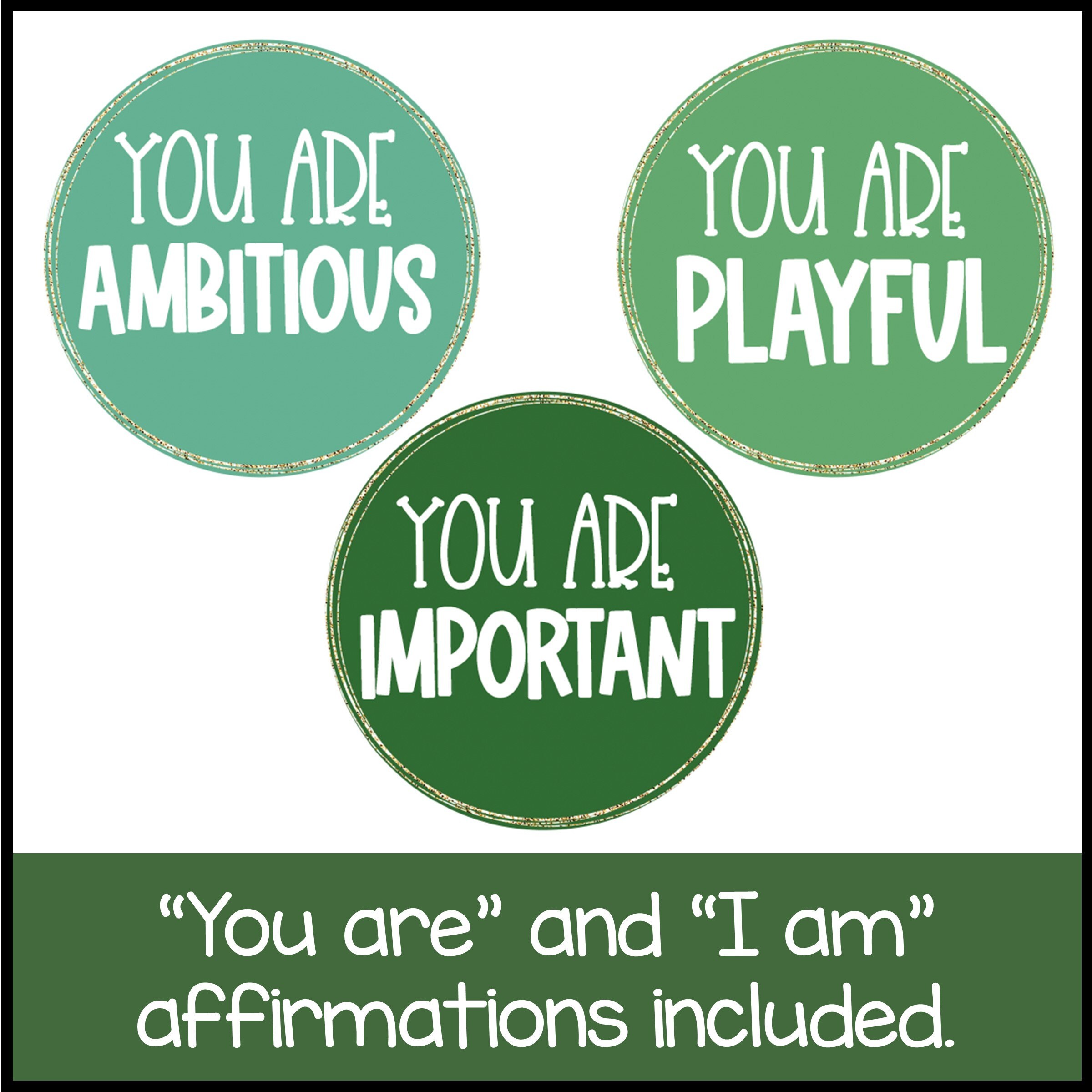 Greenery Affirmation Station Pinnwand-Ausschnitte – 16 Stück Mit Motivierenden Sprüchen & Pflanzen-Design