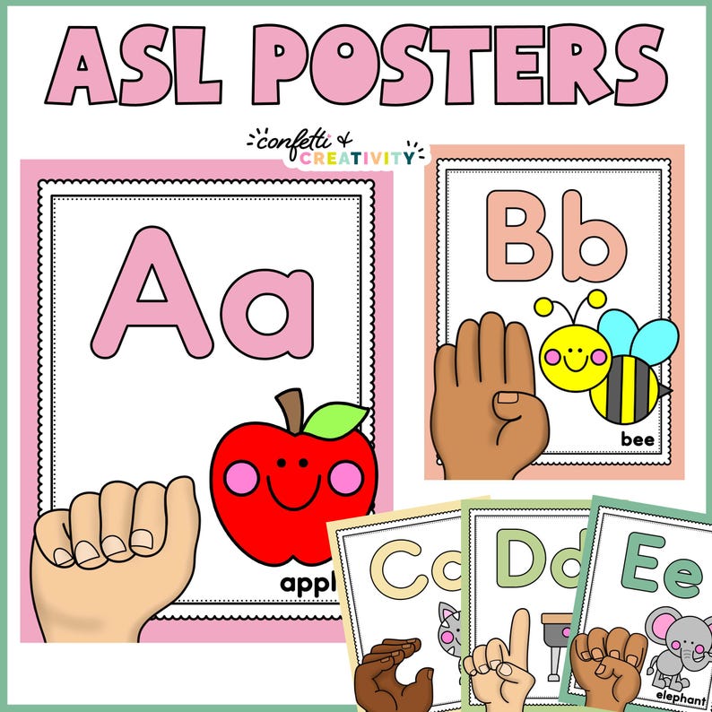 Retro ASL Alphabet Posters: Sign Language Classroom Decor (digital ...