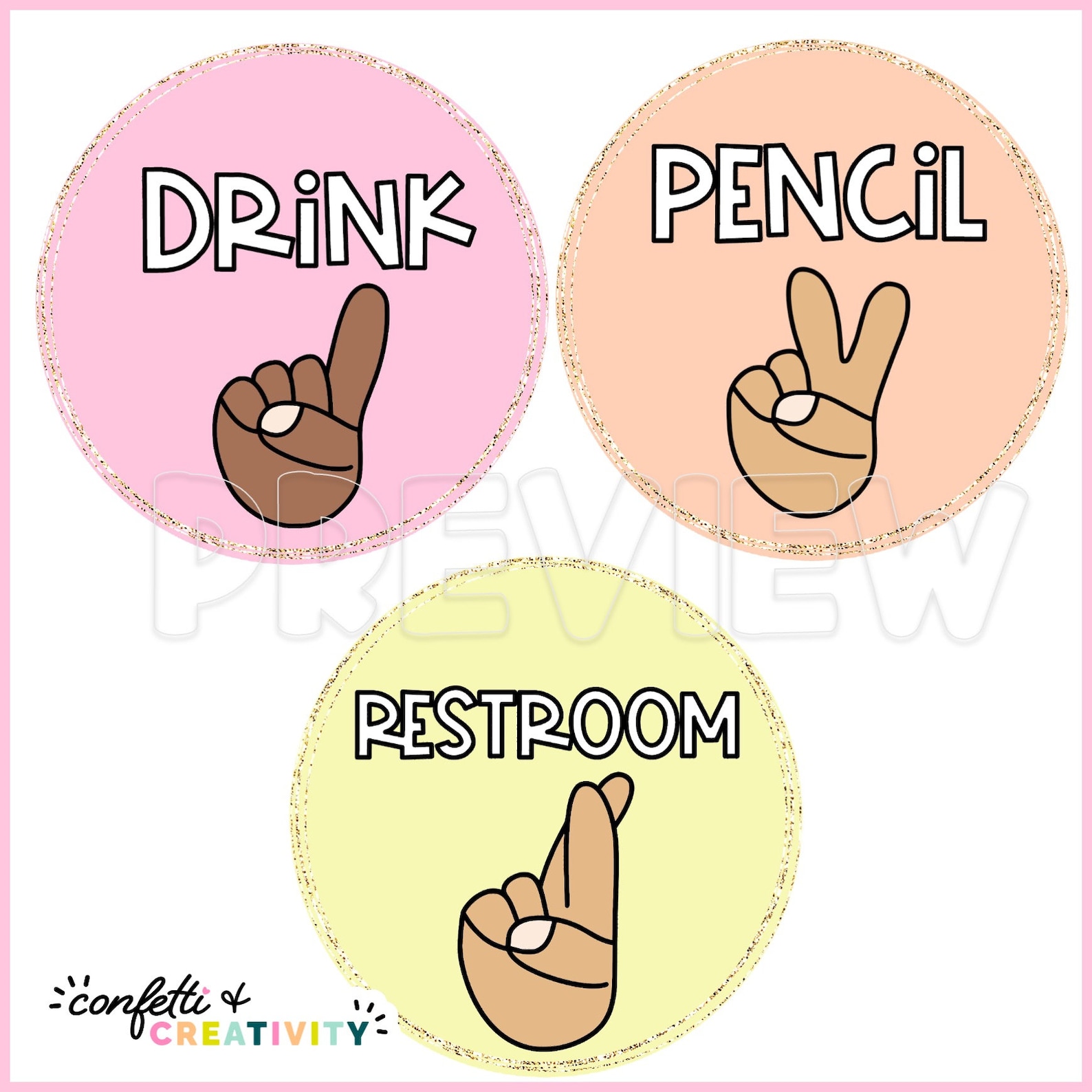 Pastel Hand Signal Classroom Posters: Multicultural Decor (digital ...