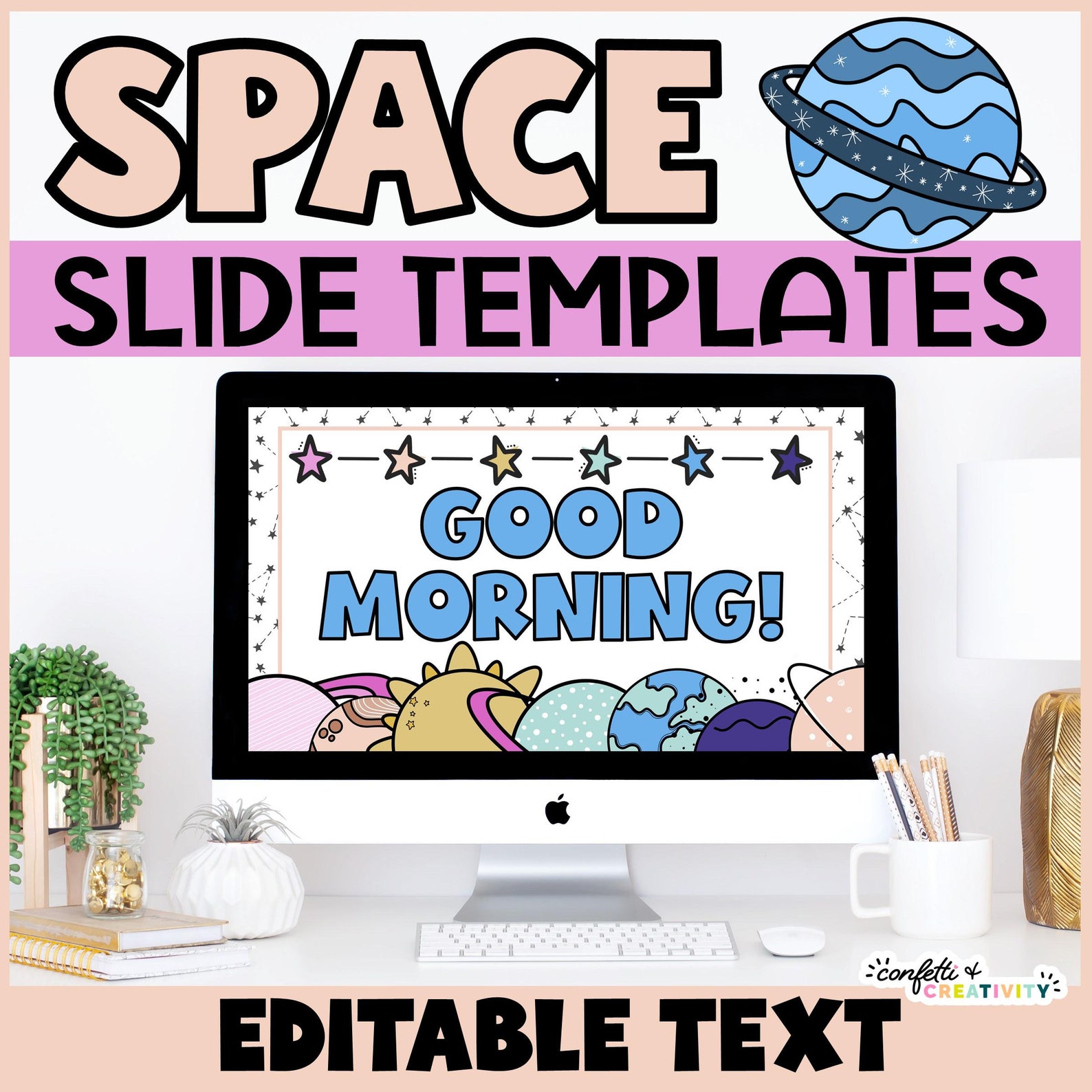 Space Classroom Google Slides Template: Editable Teacher Decor (digital ...