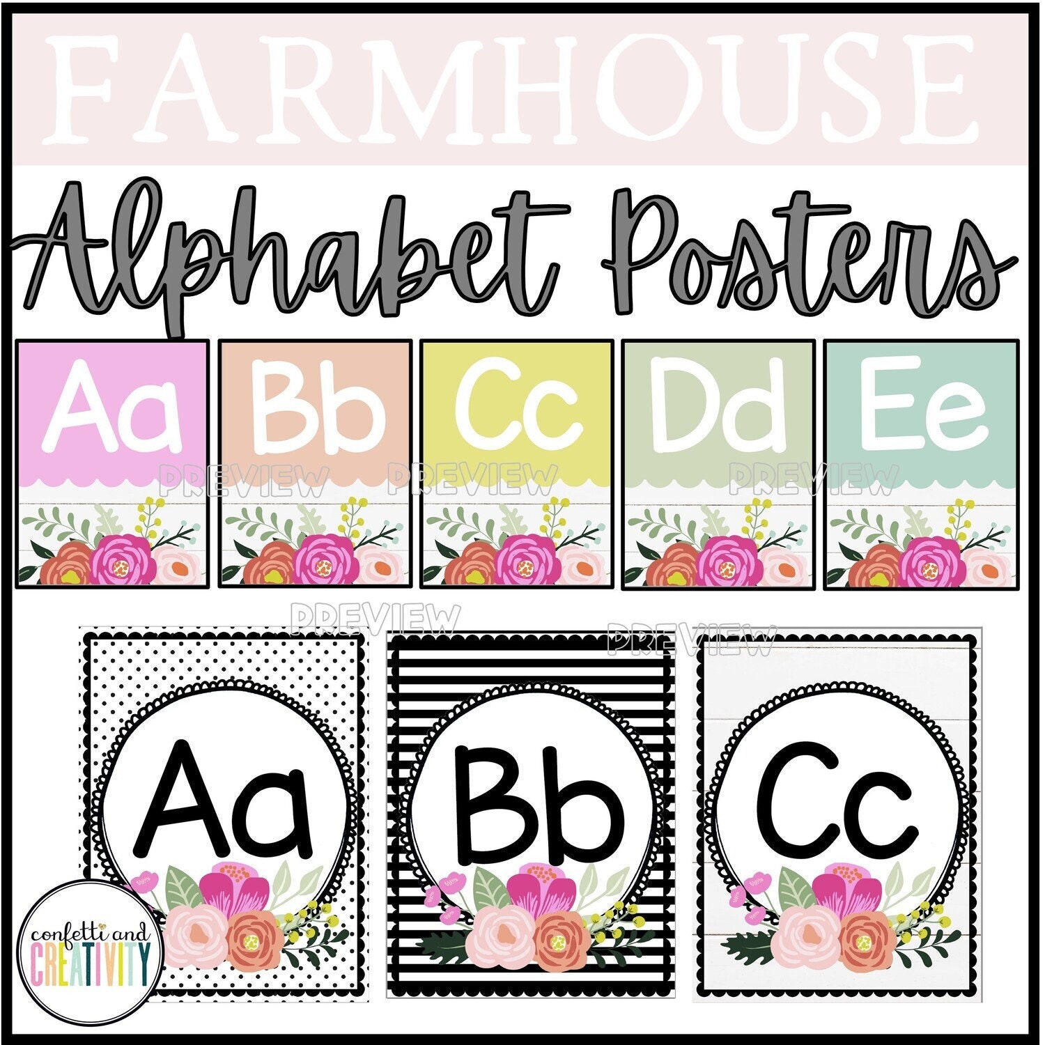 Floral Farmhouse Classroom Decor Bundle (digital Download) - Etsy