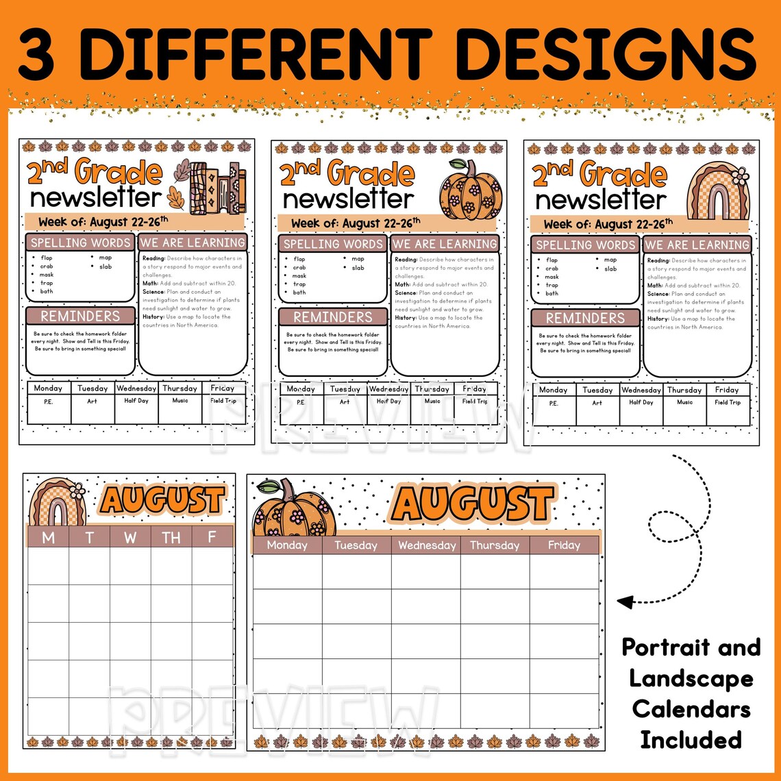 Editable Fall Classroom Newsletter & Calendar Template (digital ...